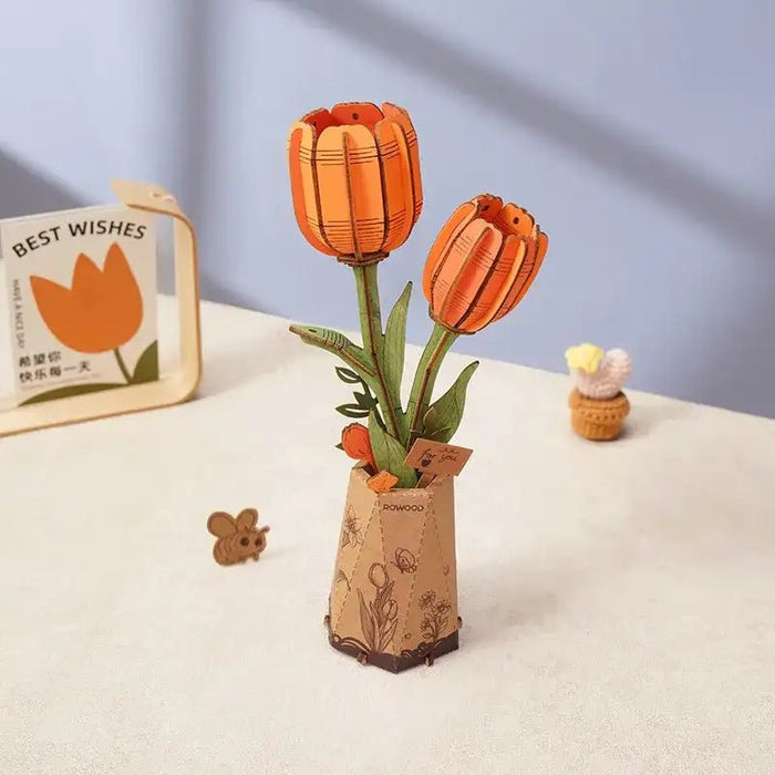 Maquette Bois Fleur | Tulipe Orange