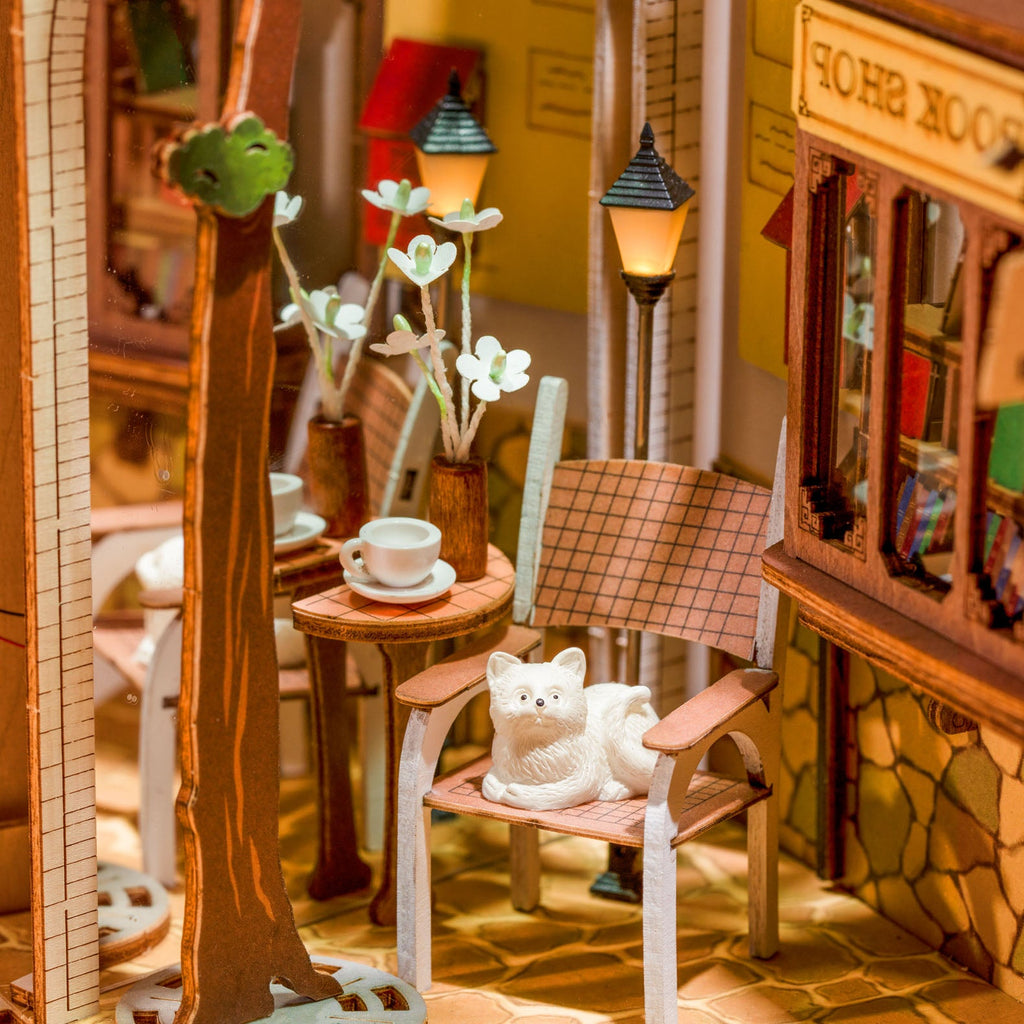 DIY Book Nook Kit Puzzle 3D Bois Kit de Coin de Livre Maquette de Maison  Book Nook avec Lumière LED Kit pour Étagère Serre-Livres Décor Bureau  Maison