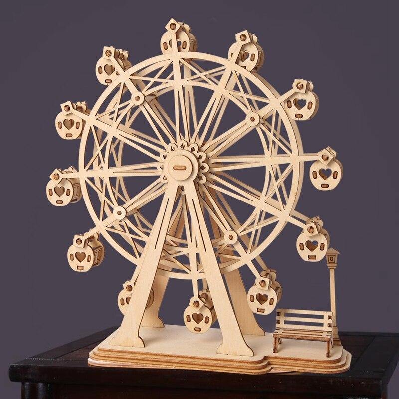 Acheter Puzzle 3D en bois, grande roue rotative à Led, boîte à