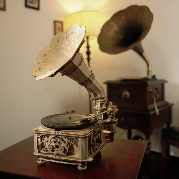 puzzle 3d en bois vintage gramophone classique
