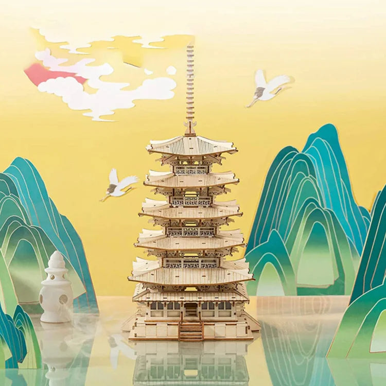 Maquettes en bois japonaises : sakura, tramways et pagodes