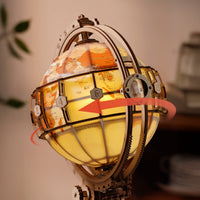 Globe terrestre motorisé en bois Rokr ST003D, vue 3