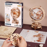 Globe terrestre motorisé en bois Rokr ST003D, vue 2