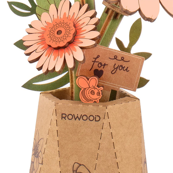 Maquette bois Fleurs de Marguerite Gerberas Orange