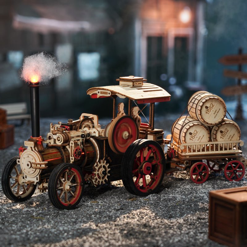 Maquette de locomobile à vapeur en bois Rokr LKA01
