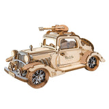 maquette en bois voiture vintage avec guitare rokr robotime rolife golemites