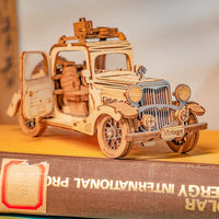 puzzle 3d en bois voiture vintage portiere ouverte rokr robotime rolife golemites