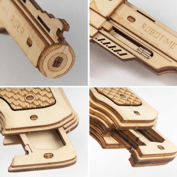 Maquettes 3D en bois - Pistolet à élastique - Revolver