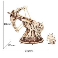 dimensions puzzle 3D Bois baliste rokr robotime golemites