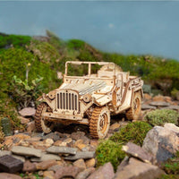 puzzle 3d  bois voiture jeep militaire