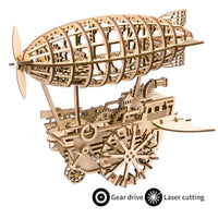 Puzzle 3D bois mécanique Ballon dirigeable | golemites.com