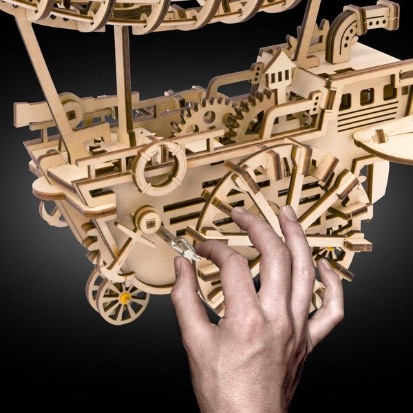 Puzzle 3D bois mécanique Ballon dirigeable | golemites.com