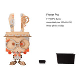 Puzzle 3D bois | Pot de fleur Lapin