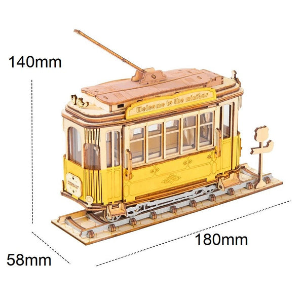 dimensions puzzle 3d en bois tramway vintage rokr rolife