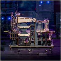 Rokr | Maquette Bois Circuit à billes Night City