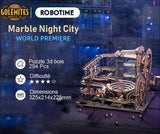 nouveau parcours à billes marble coaster night city rok robotime golemites puzzle 3d en bois