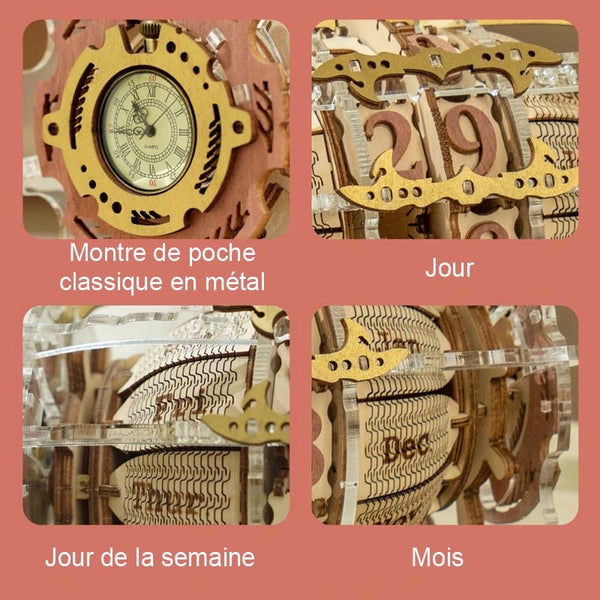 kit d'assemblage en bois calendrier horloge de table