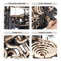 circuit à billes marble coaster night city  virages rails et spiralesrok robotime golemites puzzle 3d en bois