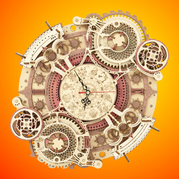 Puzzle 3D mécanique en bois - Horloge murale Zodiac ROKR LC601