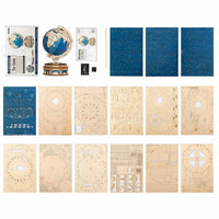 contenu du pack puzzle 3d globe terrestre en bois
