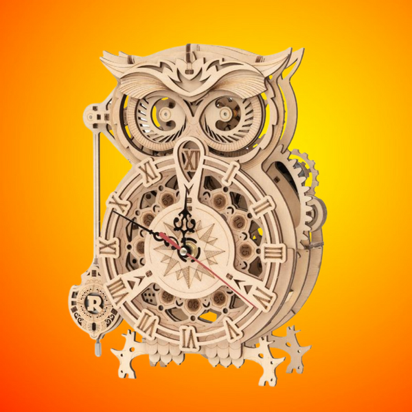 Owl Clock / Horloge Hibou (à pile) - Mechanical Gear - Puzzle 3D Bois –  bassin-maquette
