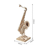 dimensions puzzle 3d en bois saxophone rolife