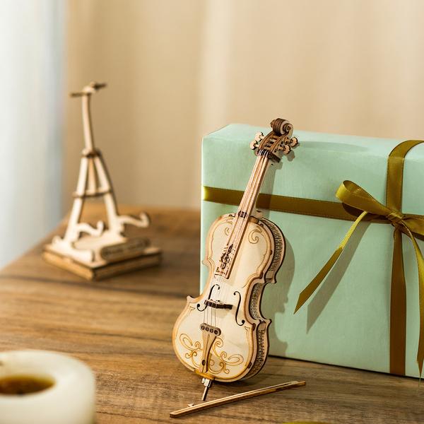 puzzle 3d bois instruments de musique violoncelle rolife golemites