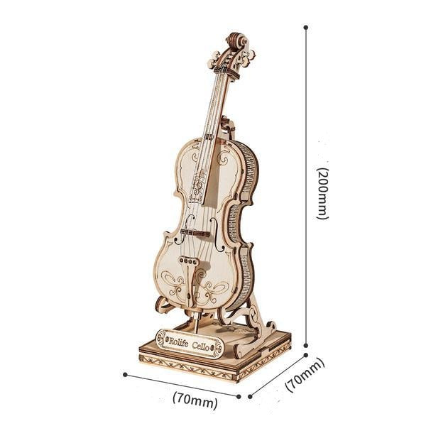 dimensions du puzzle 3d bois instruments de musique violoncelle rolife golemites