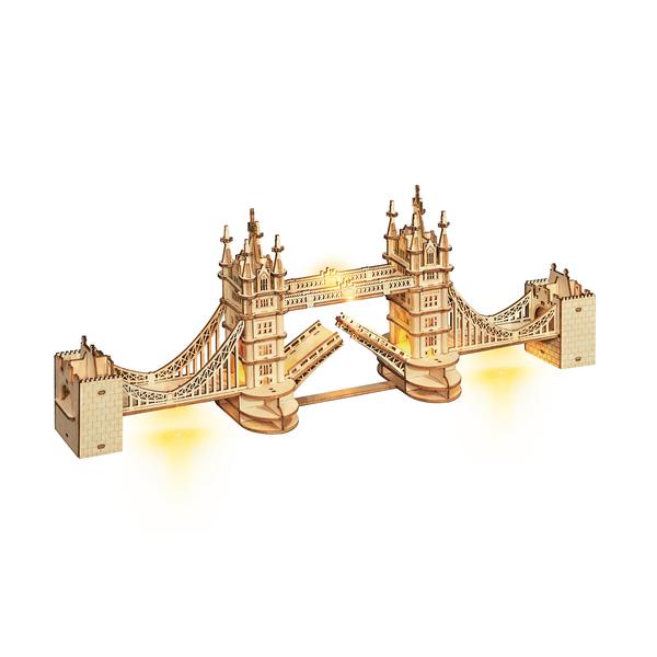 Puzzle 3d en bois rokr robotime golemites monument tower bridge lumineu a LED